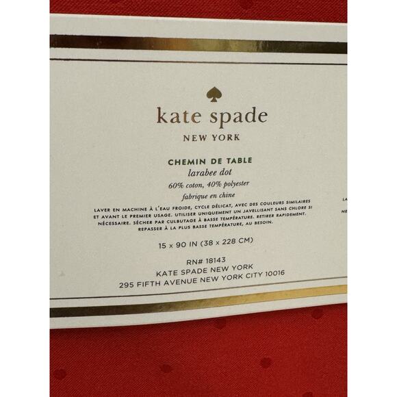Kate Spade Larabee Dot Cranberry Red Table Runner 15" x 90" NEW - Picture 6 of 6